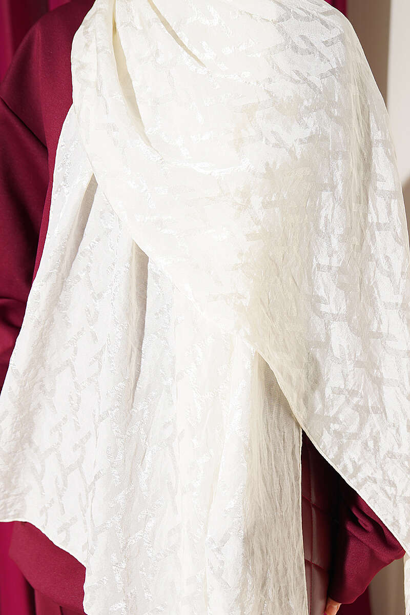Embossed Jacquard Shawl - Bone
