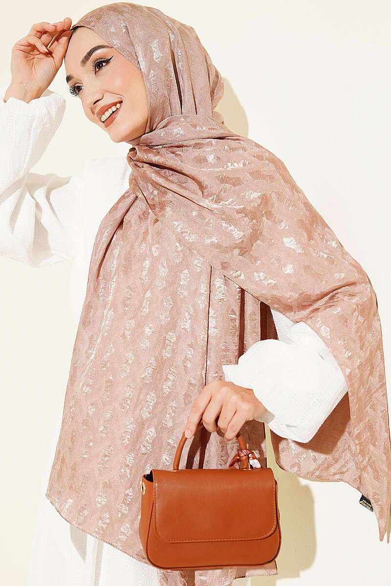 Embossed Jacquard Shawl - Latte