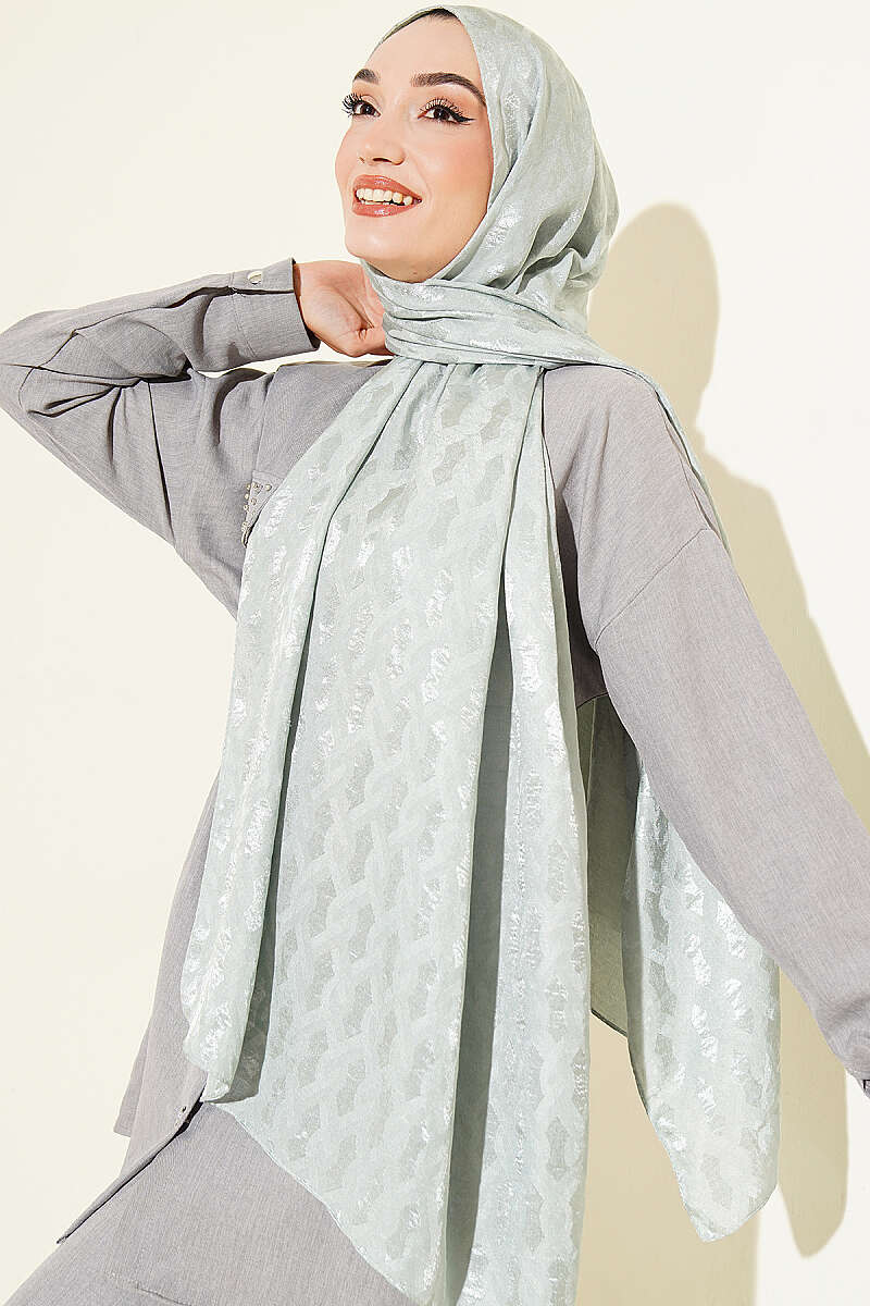 Embossed Jacquard Shawl - Mint