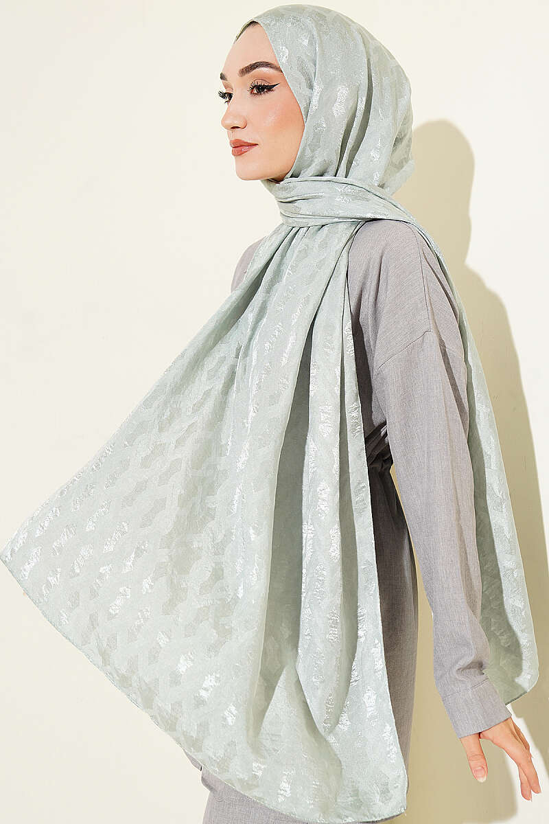 Embossed Jacquard Shawl - Mint