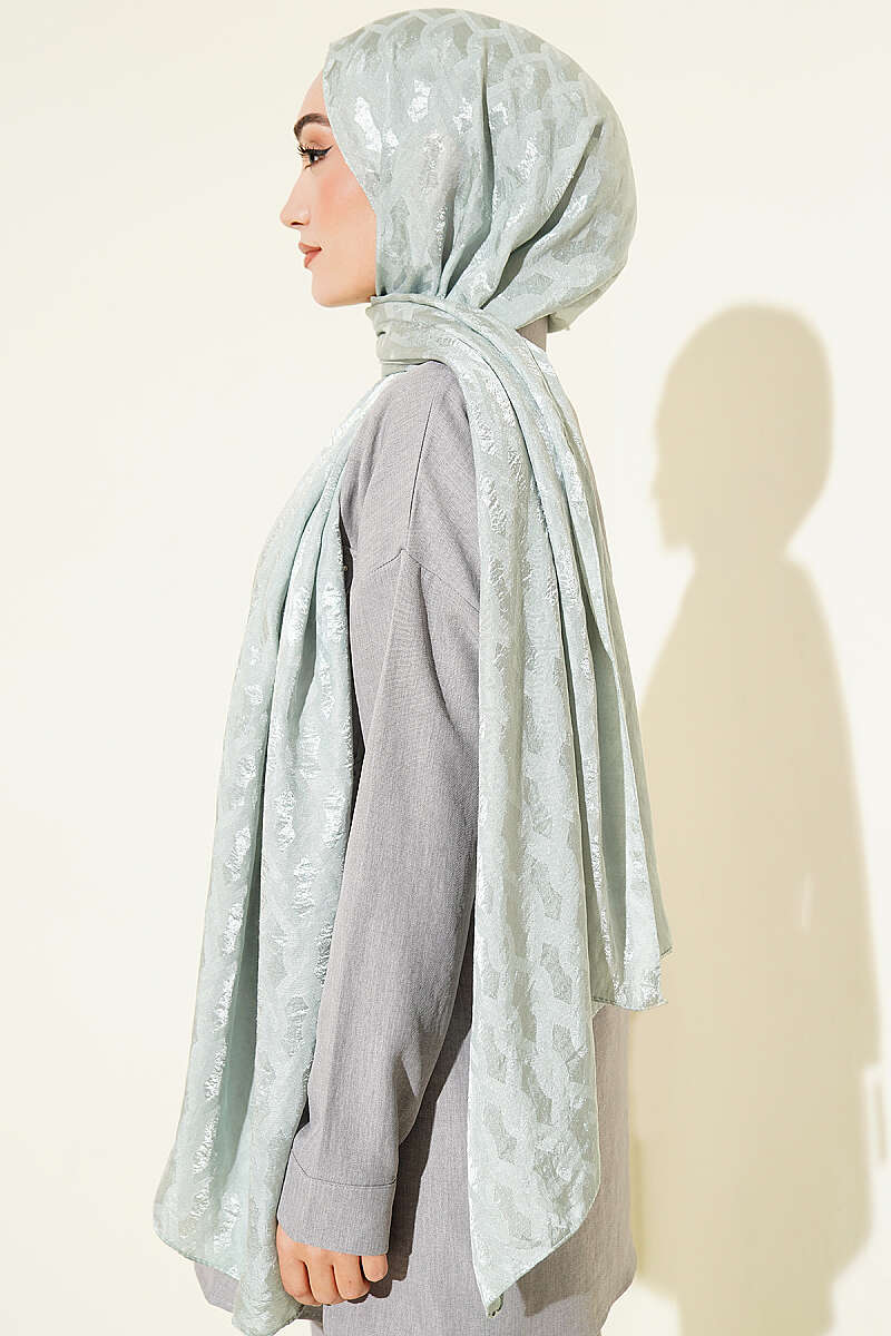 Embossed Jacquard Shawl - Mint