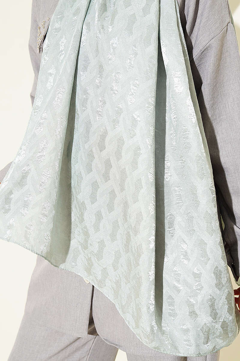Embossed Jacquard Shawl - Mint
