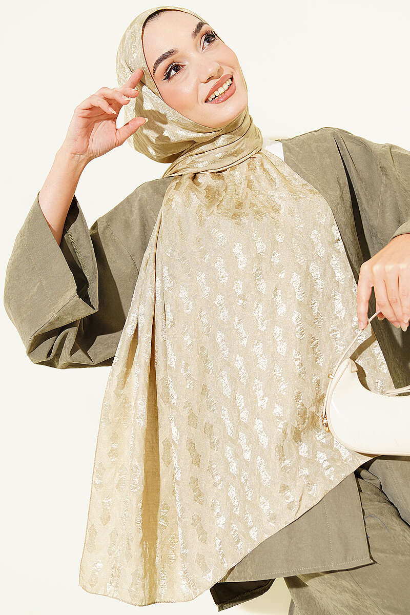 Embossed Jacquard Shawl - Dark Olive