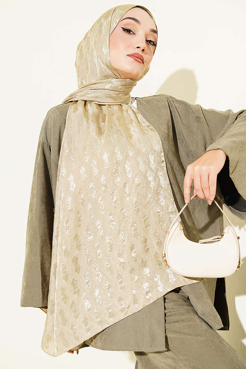 Embossed Jacquard Shawl - Dark Olive