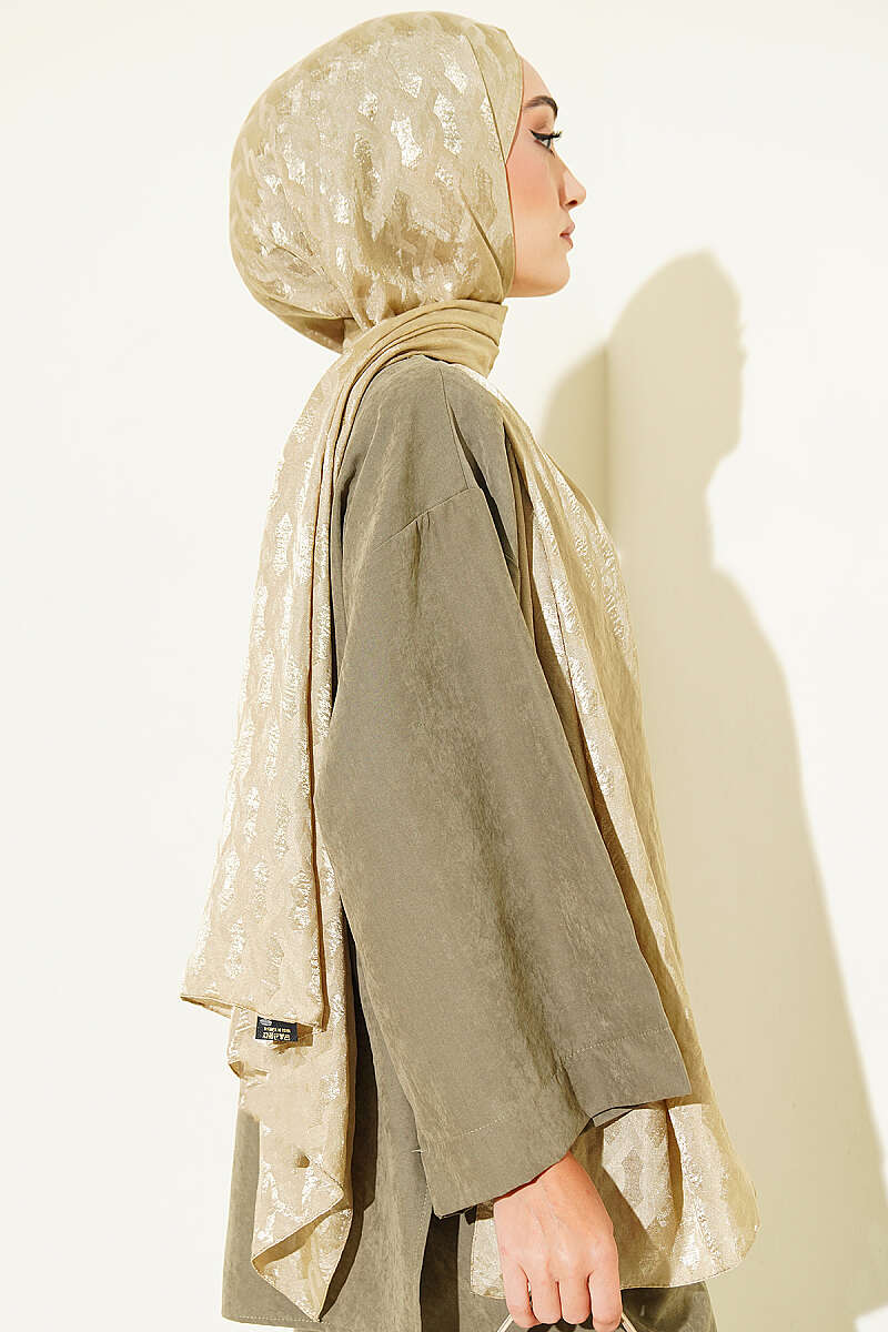 Embossed Jacquard Shawl - Dark Olive