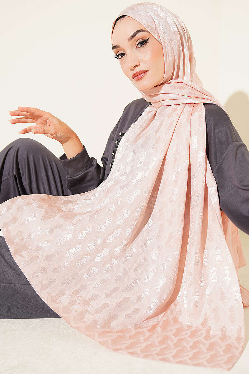 Embossed Jacquard Shawl - Nude