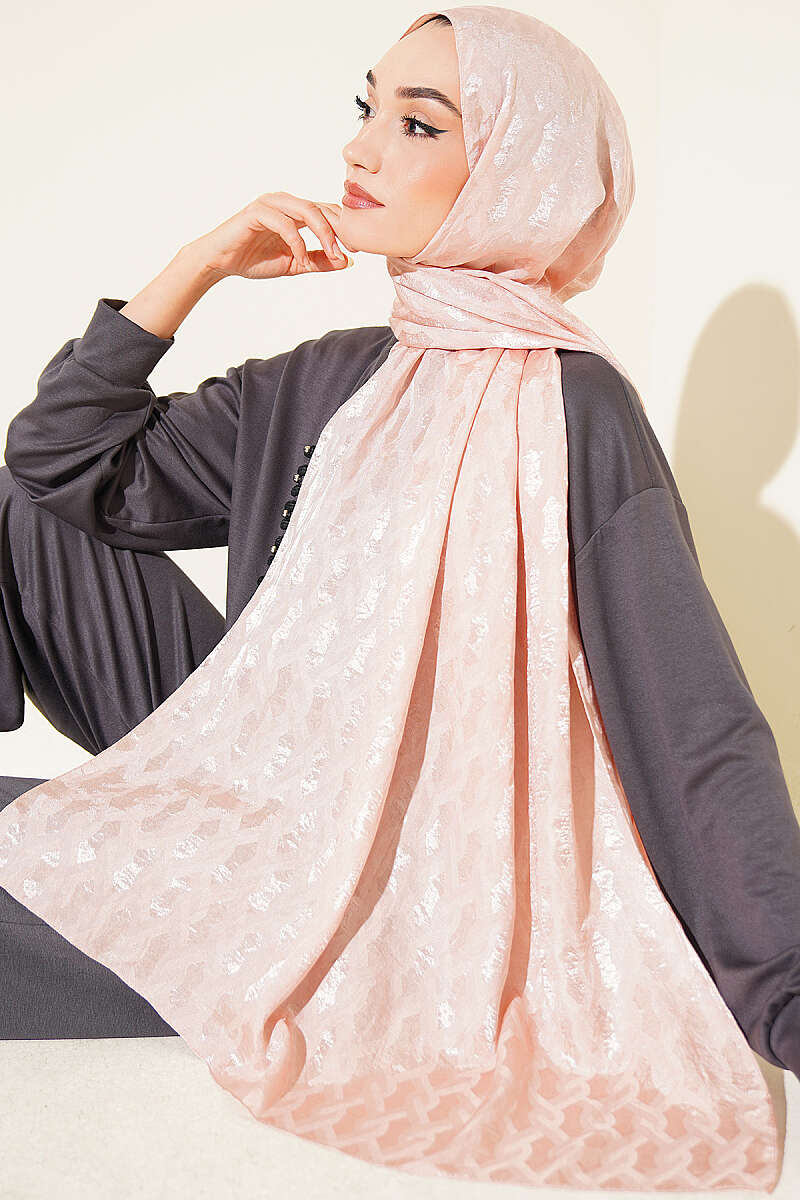 Embossed Jacquard Shawl - Nude
