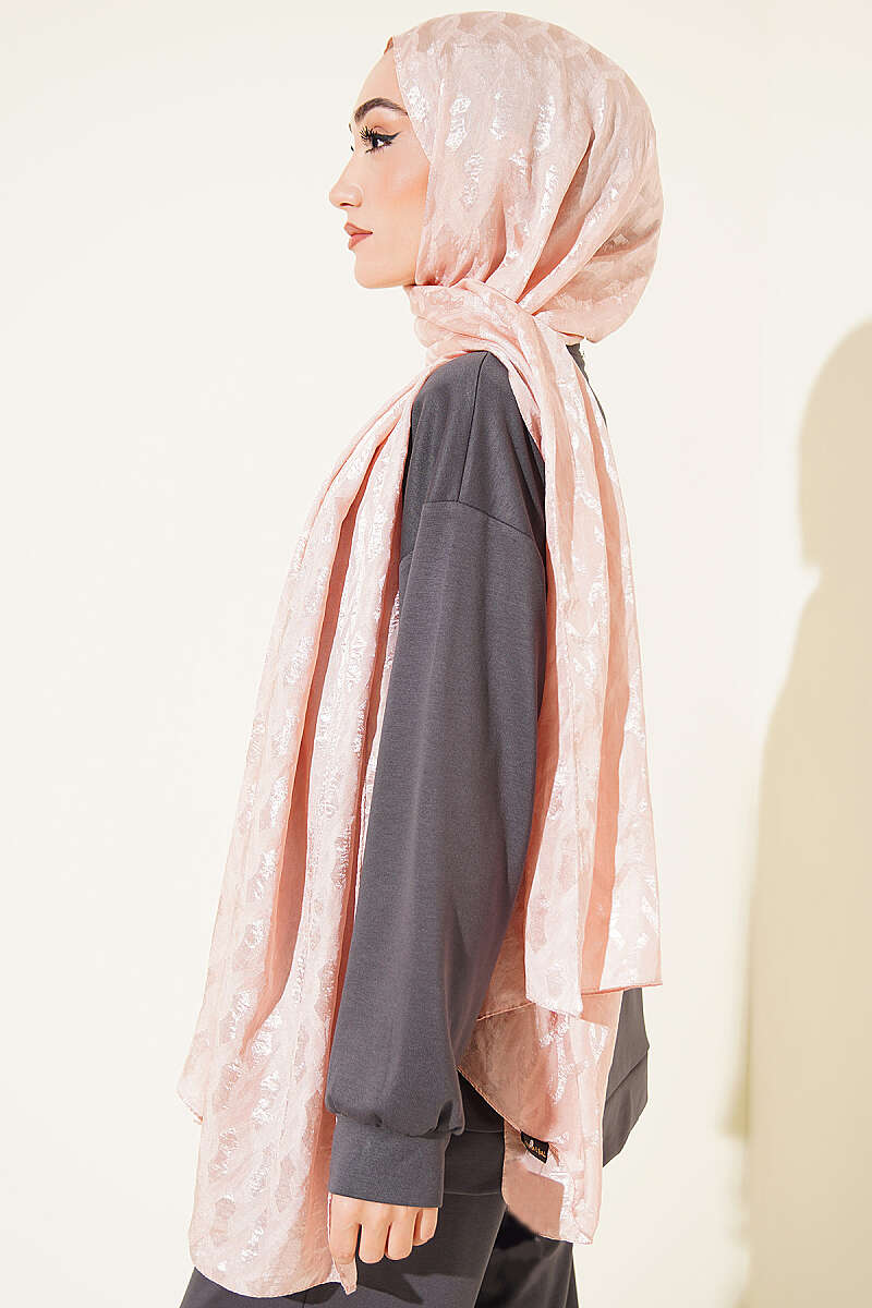 Embossed Jacquard Shawl - Nude