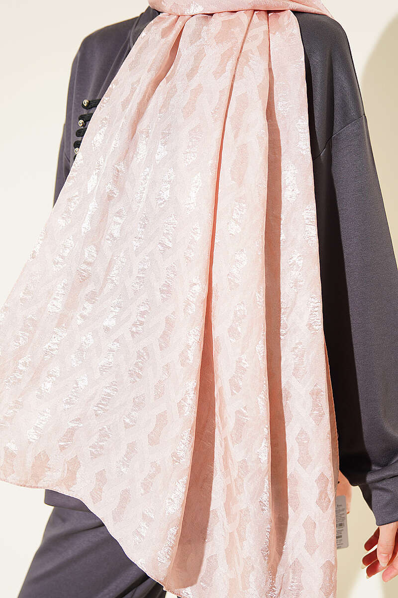 Embossed Jacquard Shawl - Nude