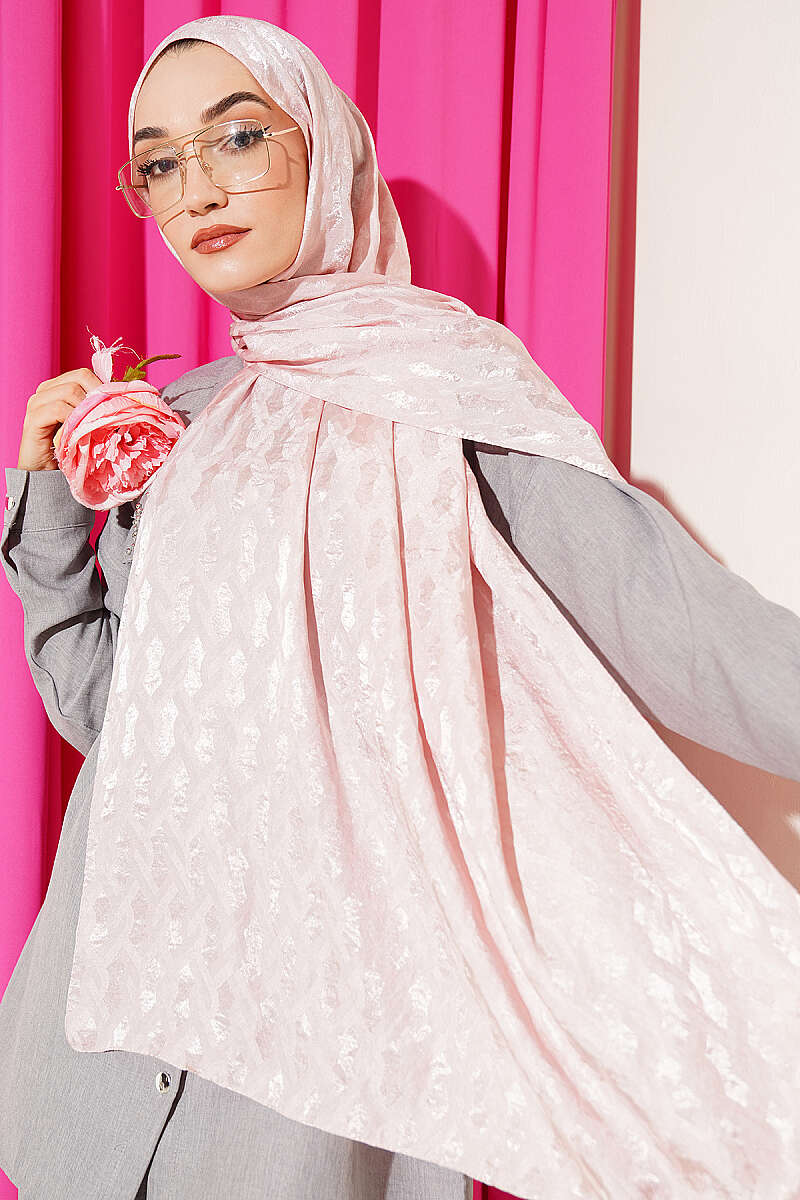 Embossed Jacquard Shawl - Powder