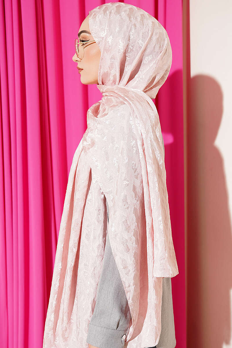 Embossed Jacquard Shawl - Powder