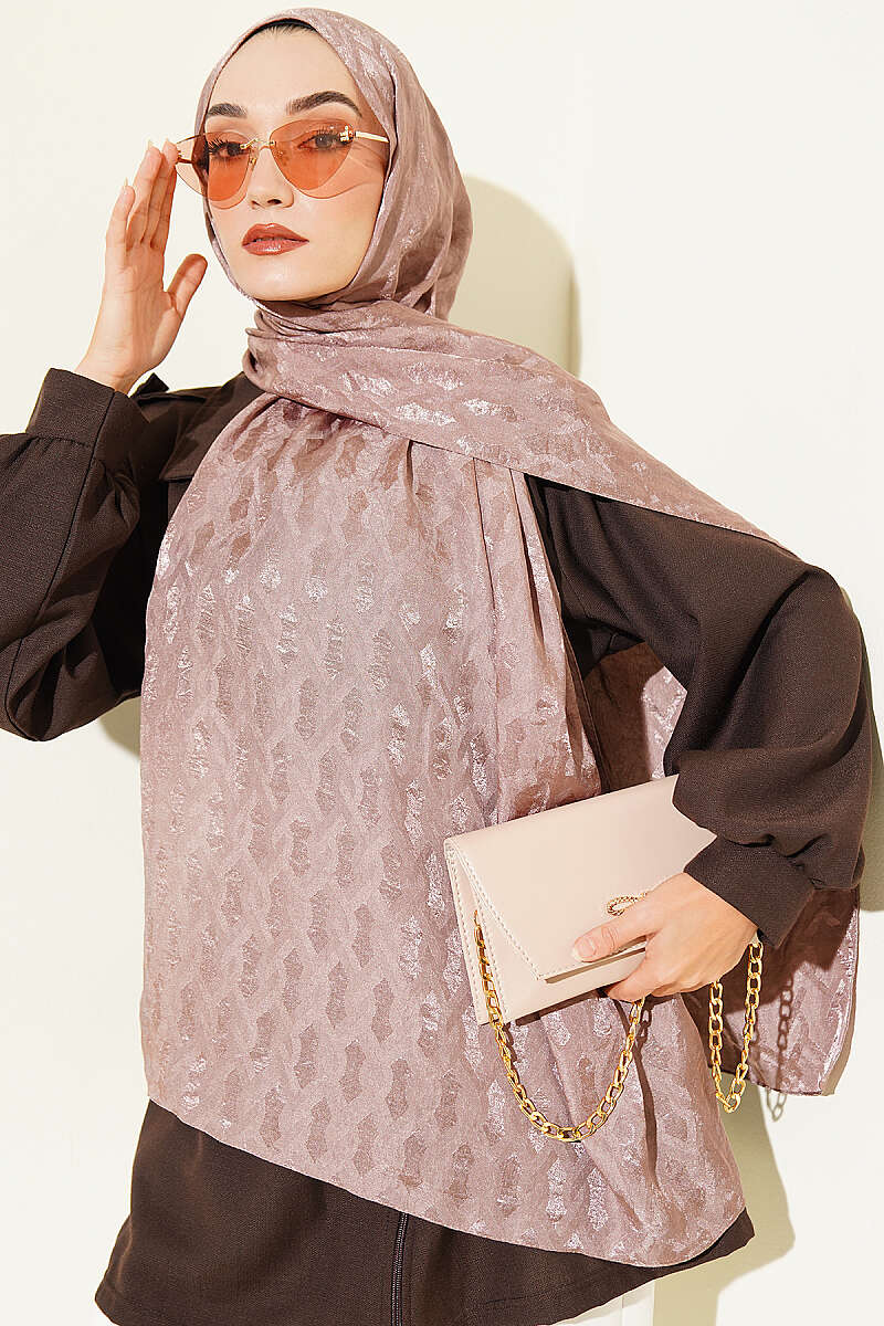 Embossed Jacquard Shawl - Mink