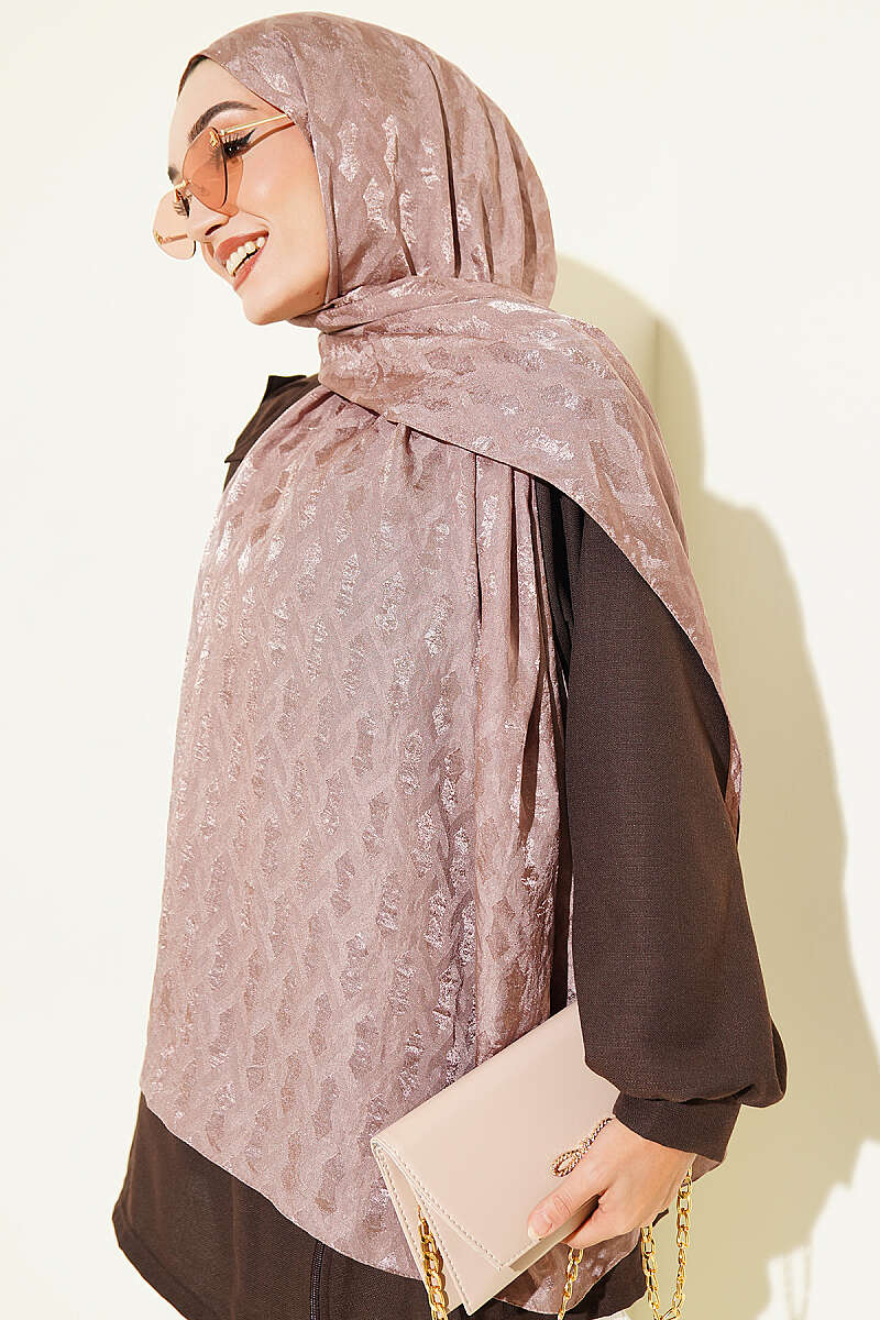 Embossed Jacquard Shawl - Mink