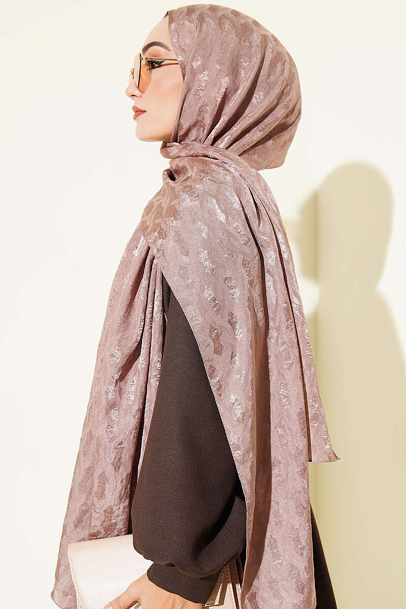 Embossed Jacquard Shawl - Mink