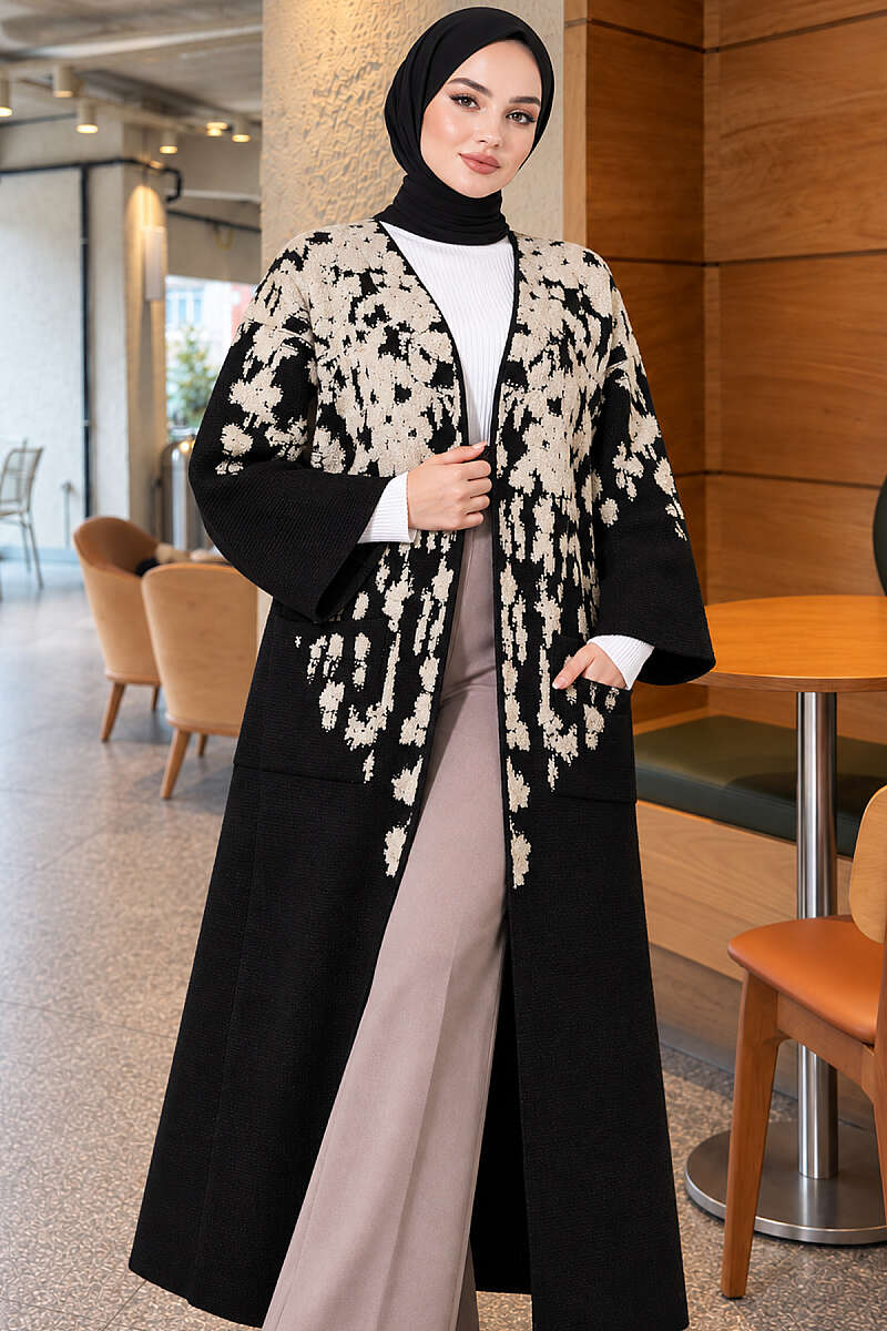 Long Textured Knit Cardigan - Stone