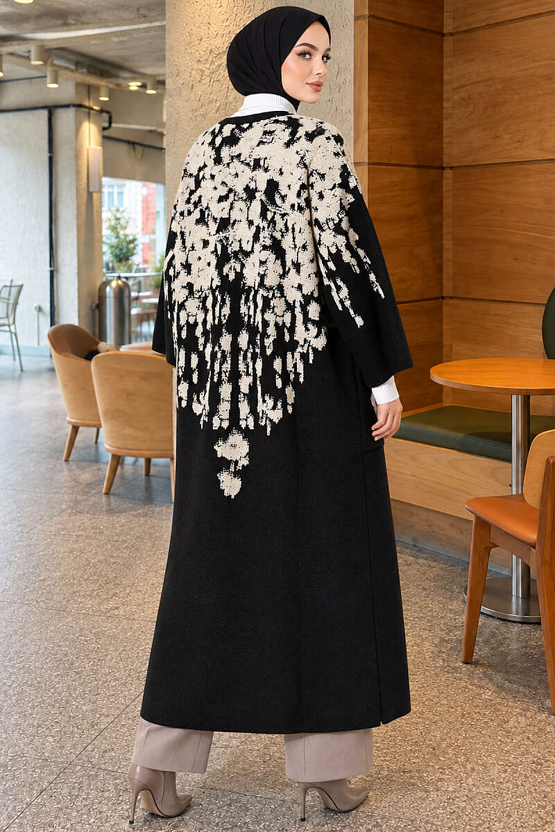 Long Textured Knit Cardigan - Stone
