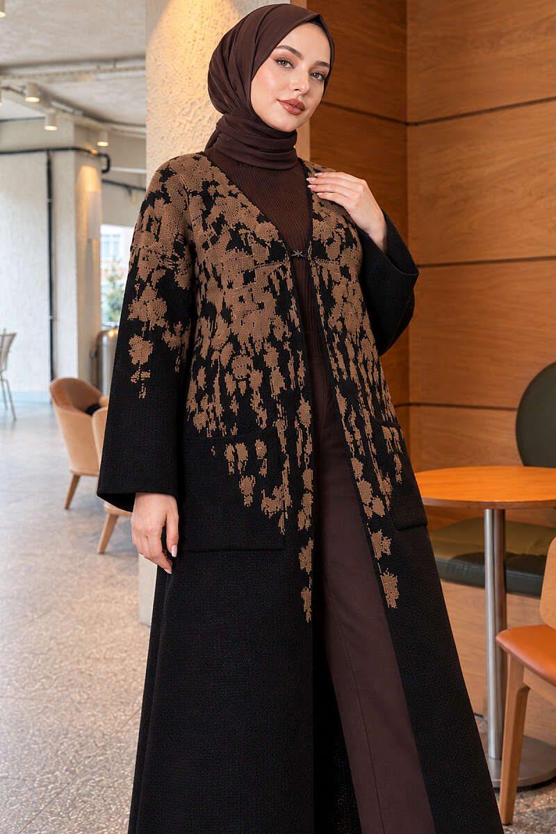 Long Textured Knit Cardigan - Mink