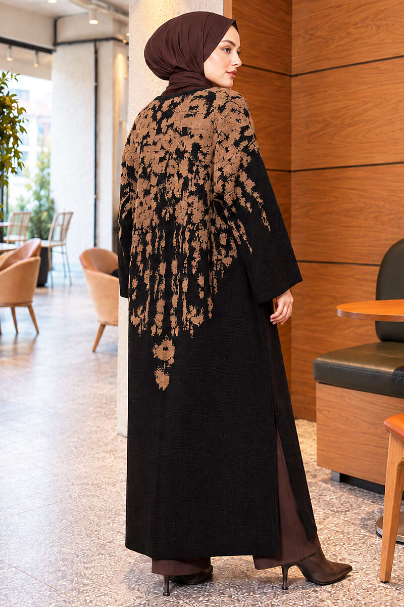 Long Textured Knit Cardigan - Mink