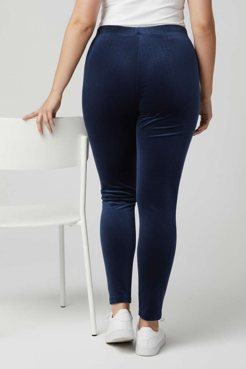 Plus-Size Velvet Leggings - Navy