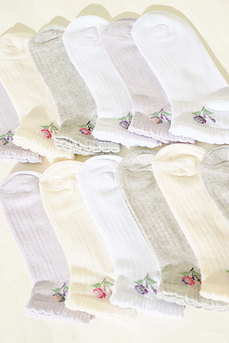 12-Pack Fine-Rib Patterned Ankle Socks - Multicolour 9