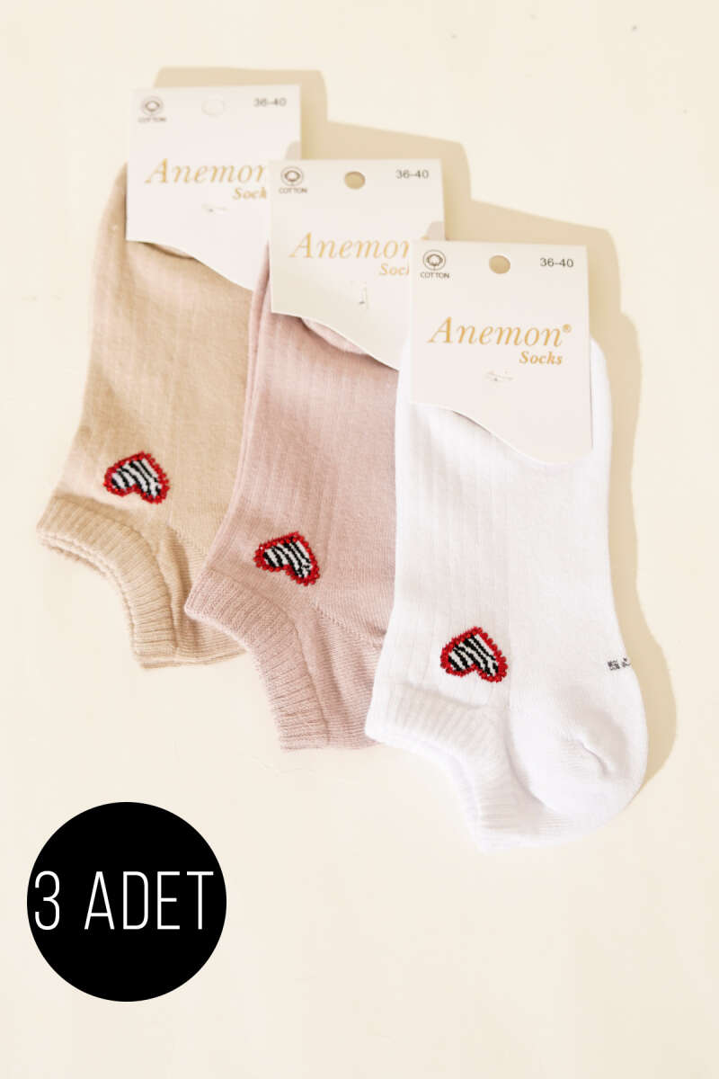 3-Pack Ankle Socks with Mini Stones - Multicolour 1
