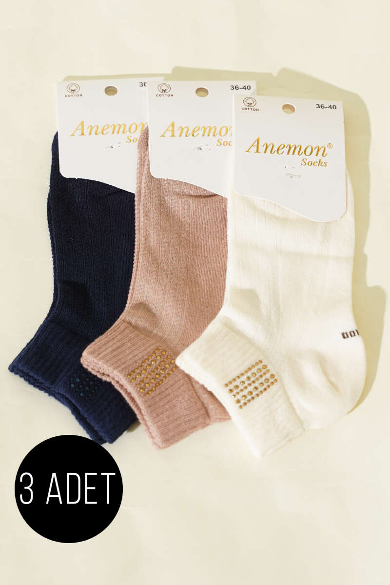 3-Pack Ankle Socks with Mini Stones - Multicolour 11