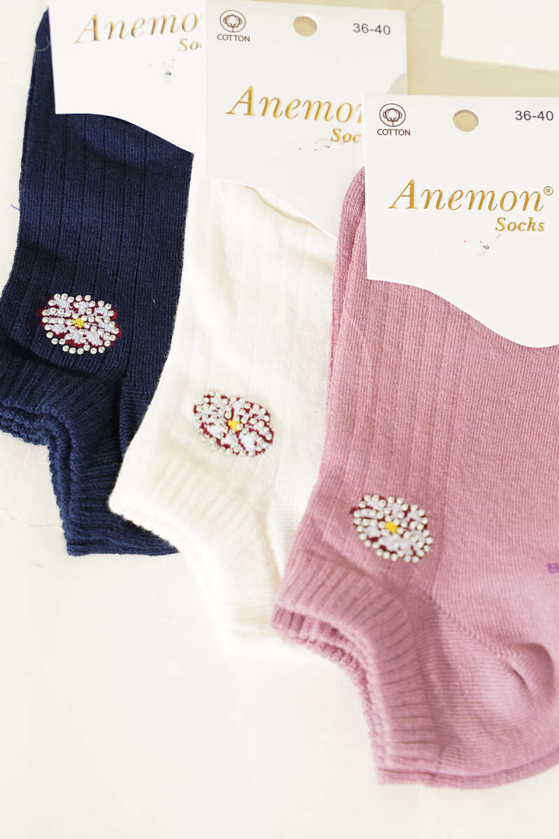 3-Pack Ankle Socks with Mini Stones - Multicolour 13