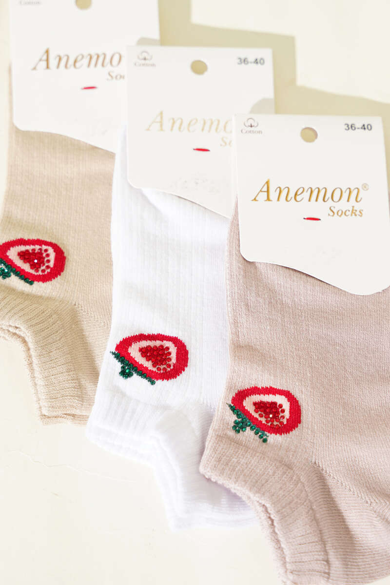3-Pack Ankle Socks with Mini Stones - Multicolour 17