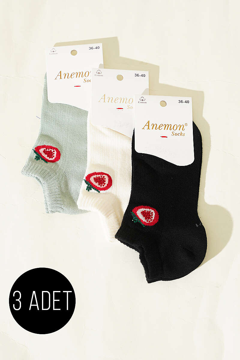 3-Pack Ankle Socks with Mini Stones - Multicolour 18
