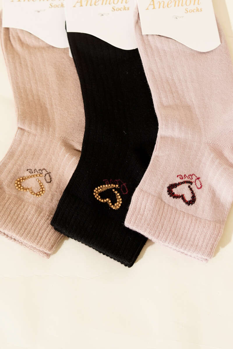 3-Pack Short Crew Socks with Stones - Multicolour 10