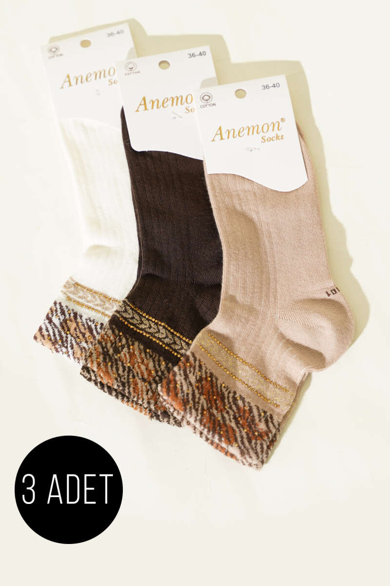 3-Pack Short Crew Socks with Stones - Multicolour 11