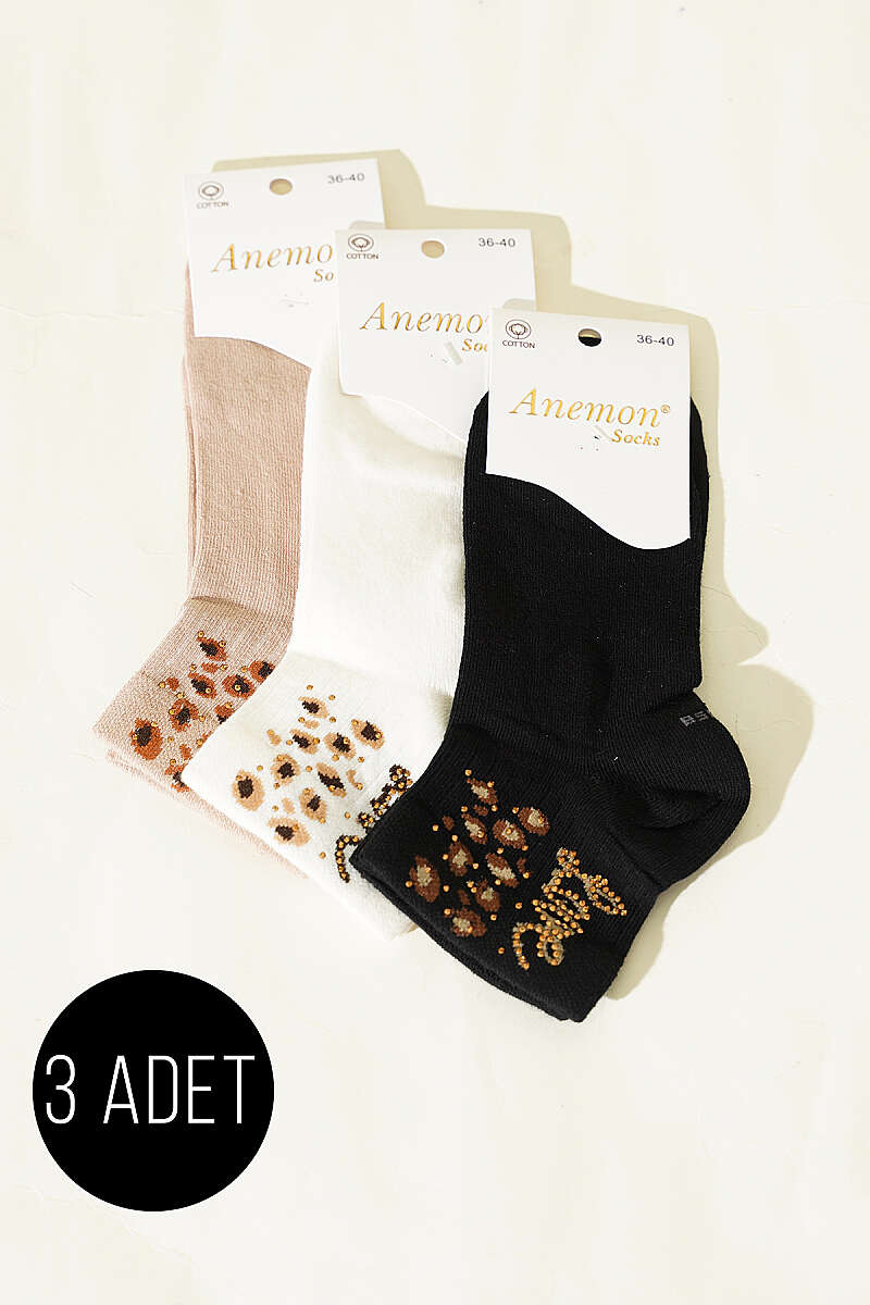 3-Pack Short Crew Socks with Stones - Multicolour 13
