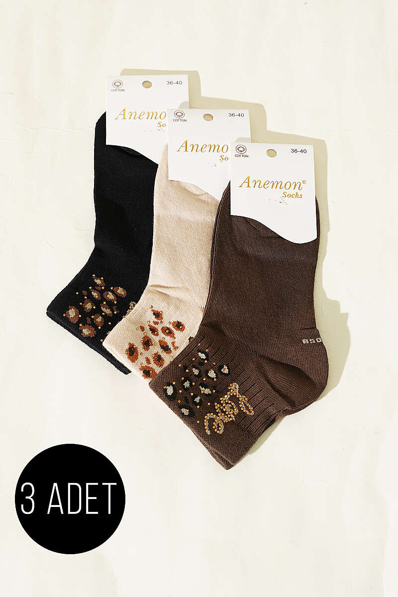 3-Pack Short Crew Socks with Stones - Multicolour 14