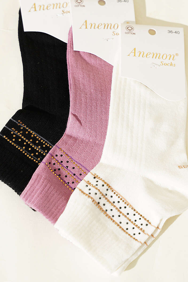 3-Pack Short Crew Socks with Stones - Multicolour 15