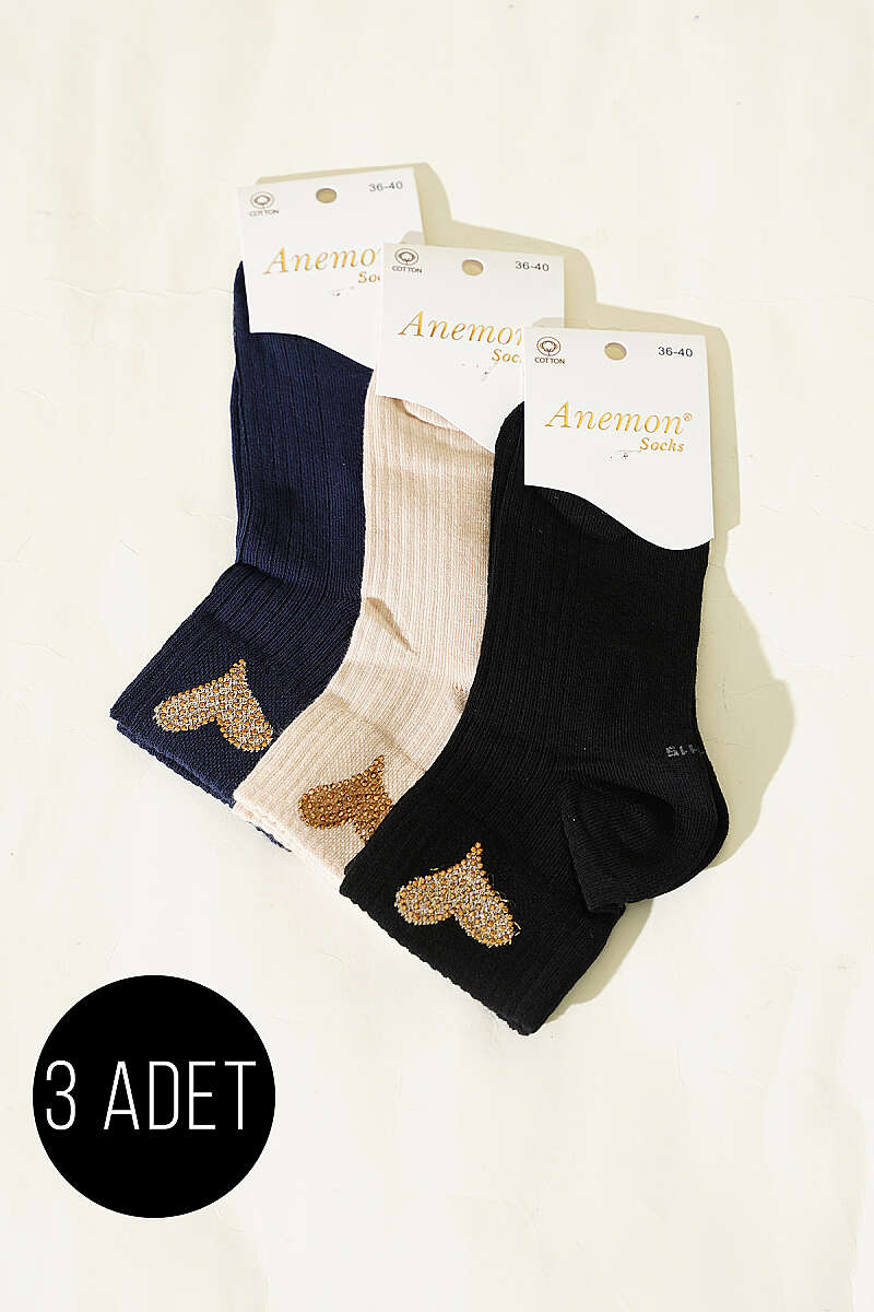 3-Pack Short Crew Socks with Stones - Multicolour 18