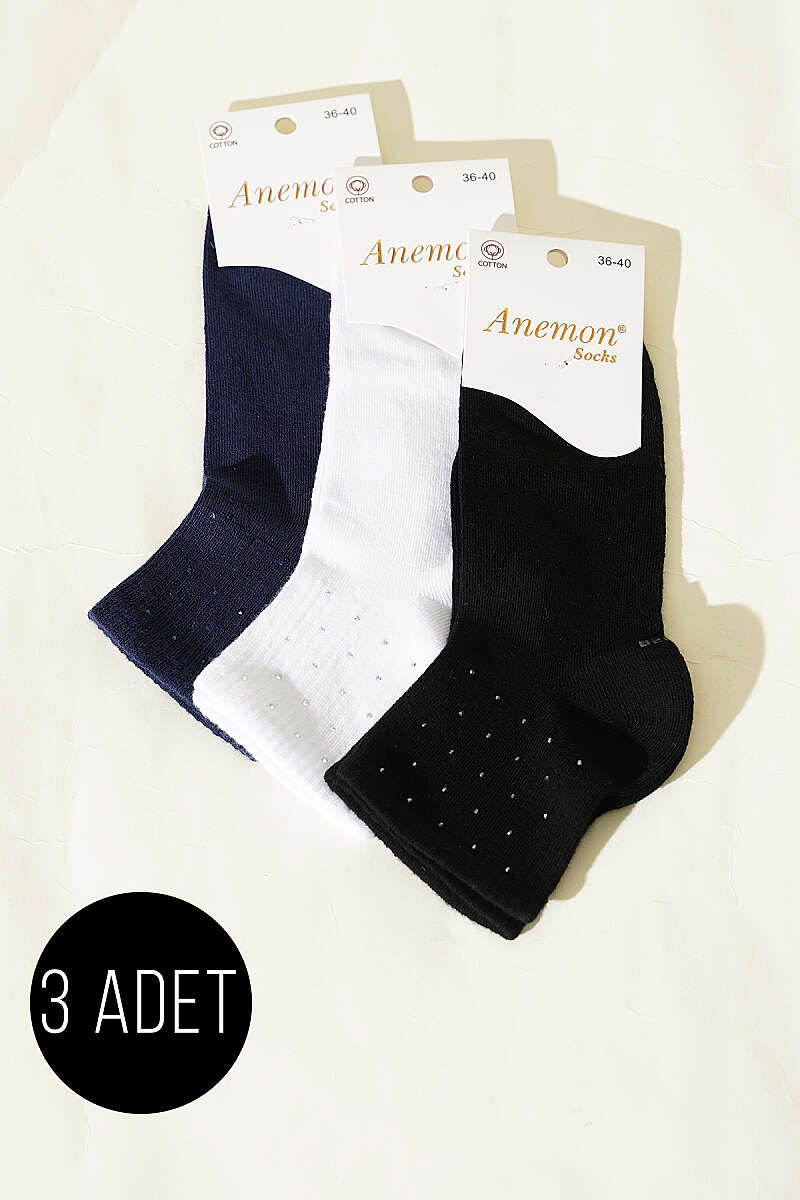 3-Pack Short Crew Socks with Stones - Multicolour 19