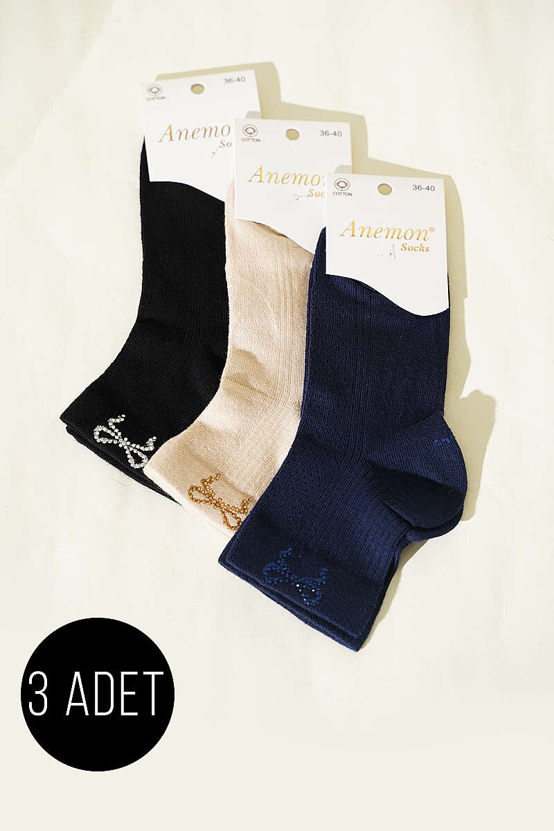 3-Pack Short Crew Socks with Stones - Multicolour 22