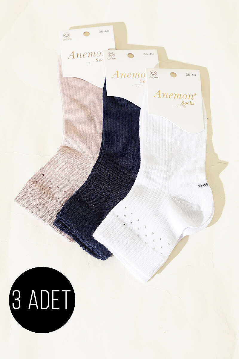 3-Pack Short Crew Socks with Stones - Multicolour 23