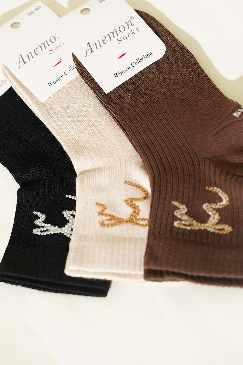 3-Pack Short Crew Socks with Stones - Multicolour 25