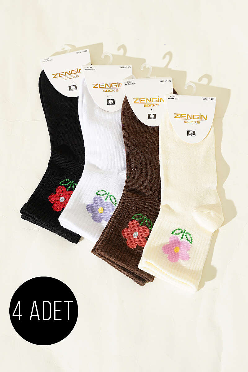 4-Pack Patterned Crew Socks - Multicolour 4