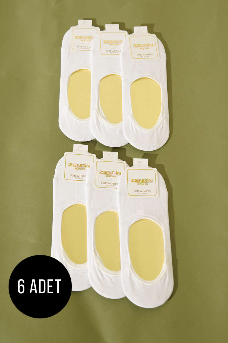 6-Pack Cotton Jersey No-Show Socks - White