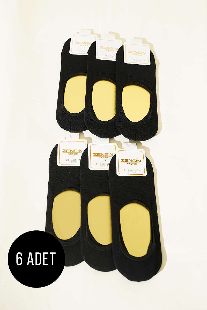 6-Pack Cotton Jersey No-Show Socks - Black