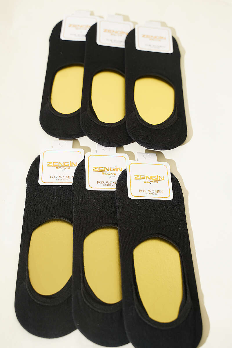 6-Pack Cotton Jersey No-Show Socks - Black