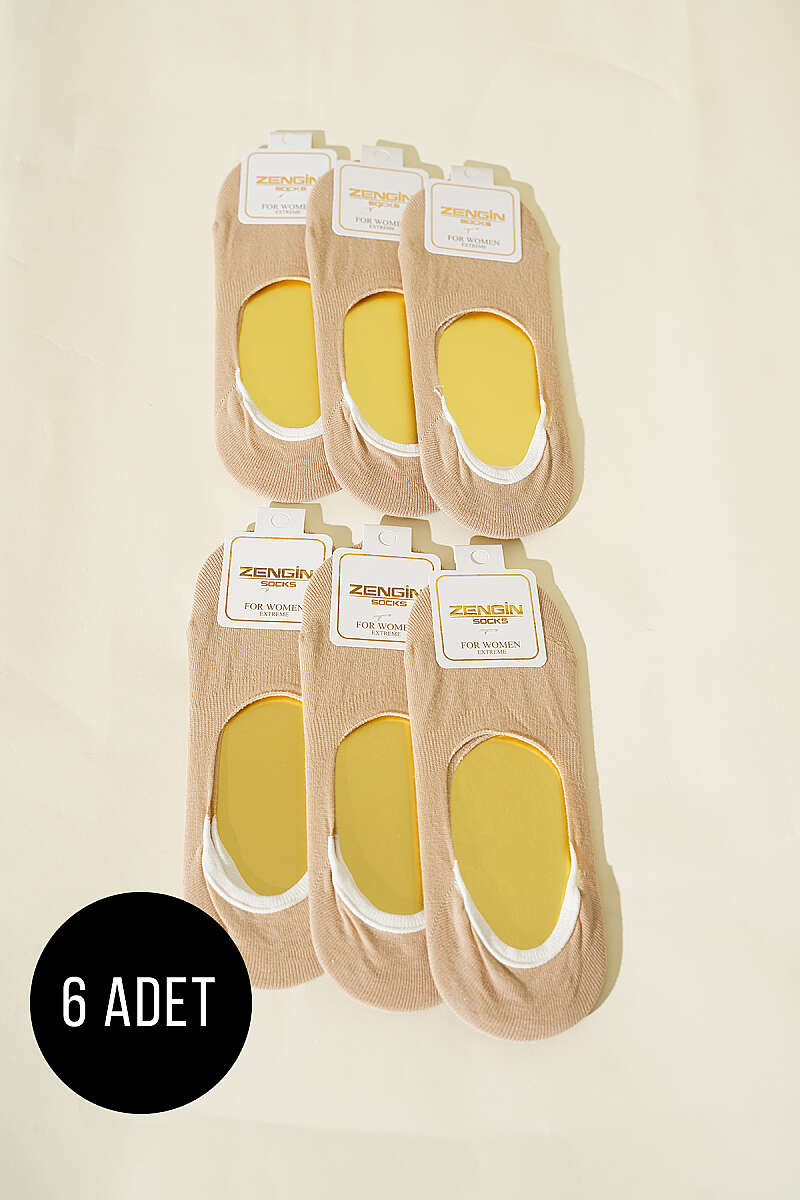 6-Pack Cotton Jersey No-Show Socks - Nude