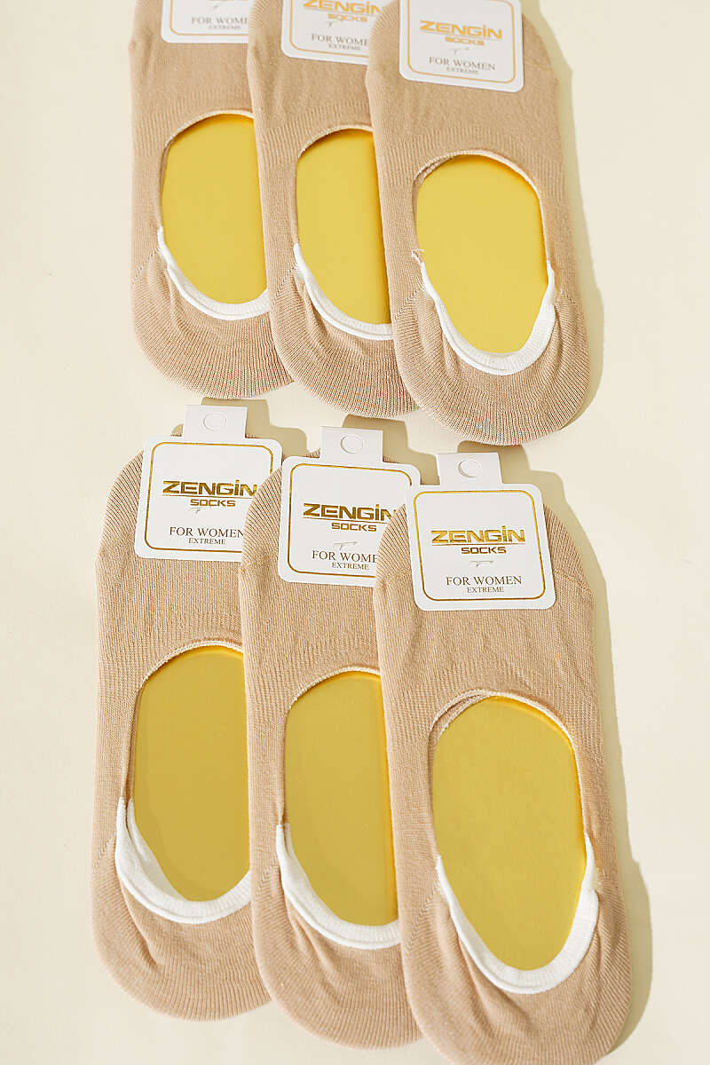6-Pack Cotton Jersey No-Show Socks - Nude