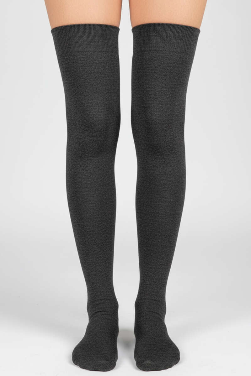 Cotton Jersey Over-the-Knee Socks - Smoke Grey