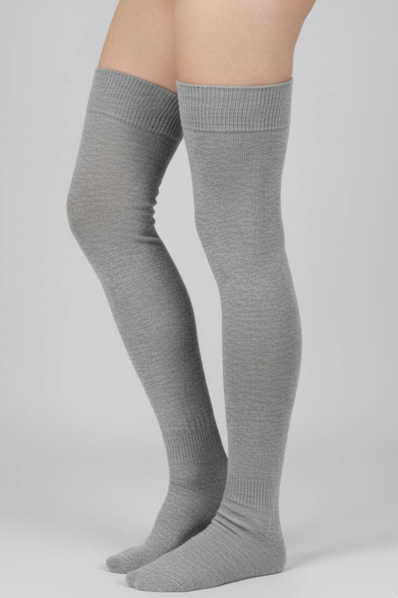 Cotton Jersey Over-the-Knee Socks - Grey