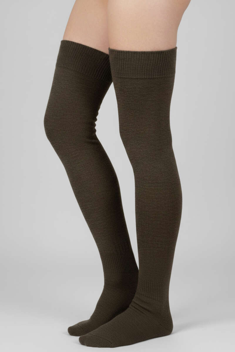 Cotton Jersey Over-the-Knee Socks - Brown