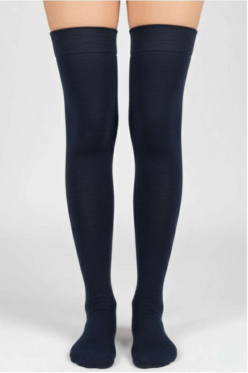 Cotton Jersey Over-the-Knee Socks - Navy