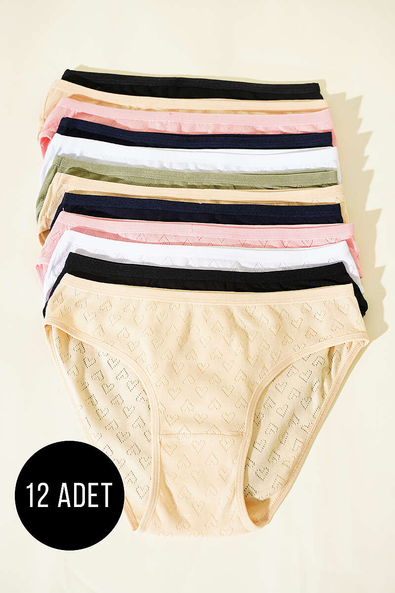12-Pack Heart-Detail Briefs - Multicolour